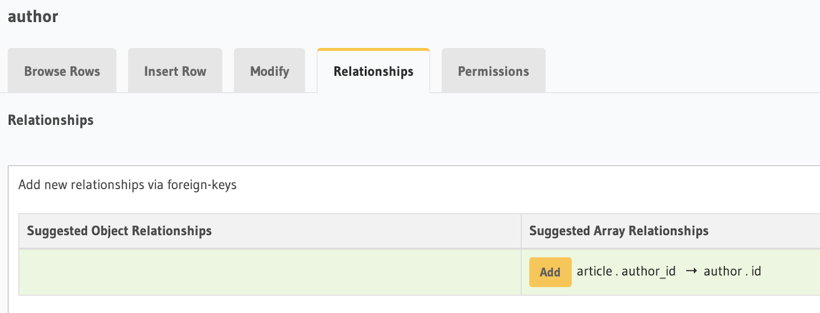 array relationships form