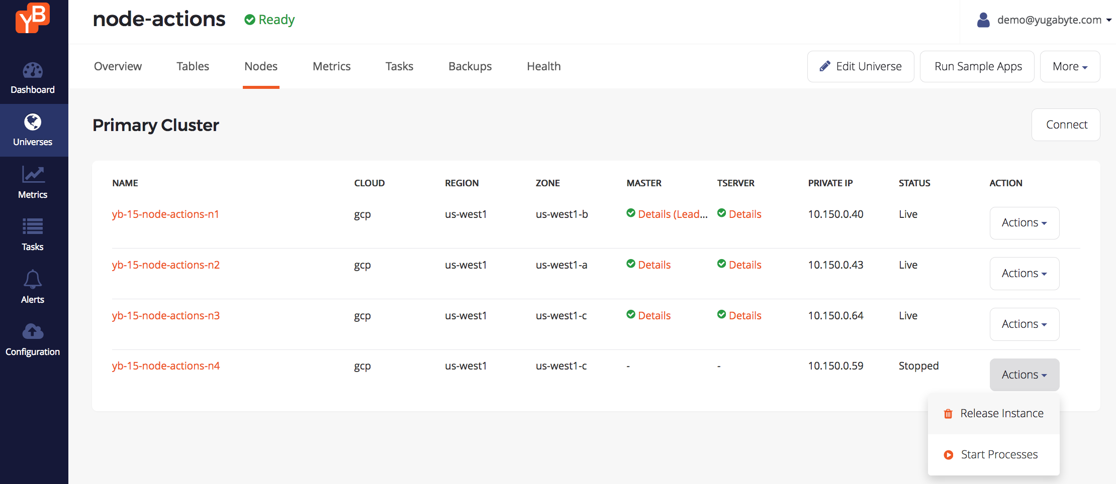 Start Node Actions